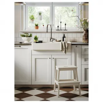 IKEA HAVSEN Chiuveta, 2 cuve cu front vizibil, alb, 82x48 cm