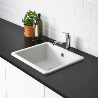 IKEA HAVSEN Chiuveta incorporata, 1 cuva, alb, 53x47 cm