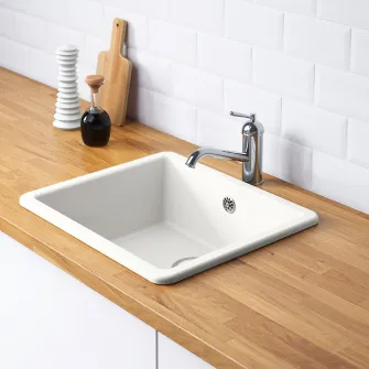 IKEA HAVSEN Chiuveta incorporata, 1 cuva, alb, 53x47 cm