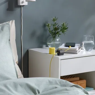 IKEA HAVSKÅL Suport cablu USB, 2 bucati, negru/galben