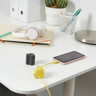 IKEA HAVSKÅL Suport cablu USB, 2 bucati, negru/galben