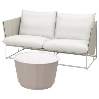 IKEA HAVSTEN / LÅGASKÄR Set mobilier de sezut, 2 locuri, bej/bej