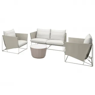 IKEA HAVSTEN / LÅGASKÄR Set mobilier sezut 4 locuri, ext, bej/bej