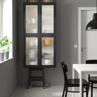 IKEA HEJSTA Usa sticla, antracit/sticla canelata, 30x100 cm
