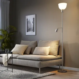 IKEA HEKTOGRAM Lampadar/veioza, argintiu/alb