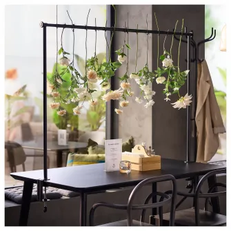 IKEA HELGEÖ Bagheta decorativa pentru masa, negru reglabil/exterior interior, 115/235x116 cm