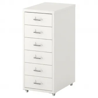 IKEA HELMER Comoda cu rotile, alb, 28x69 cm