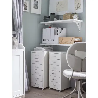 IKEA HELMER Comoda cu rotile, alb, 28x69 cm