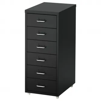 IKEA HELMER Comoda cu rotile, negru, 28x69 cm