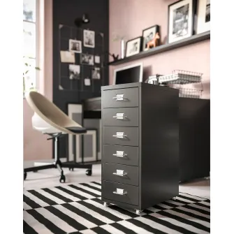 IKEA HELMER Comoda cu rotile, negru, 28x69 cm