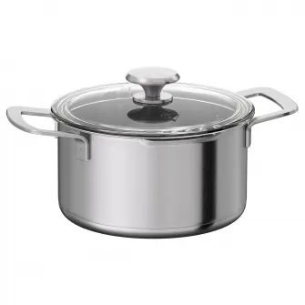 IKEA HEMKOMST Oala cu capac, inox/sticla, 3 l