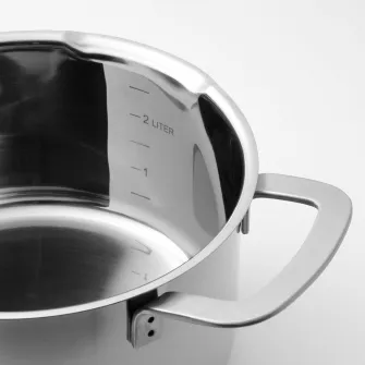 IKEA HEMKOMST Oala cu capac, inox/sticla, 3 l
