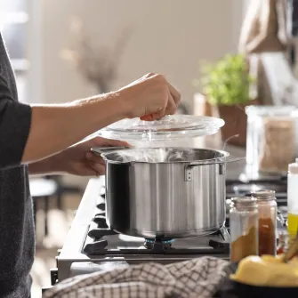 IKEA HEMKOMST Oala cu capac, inox/sticla, 5 l