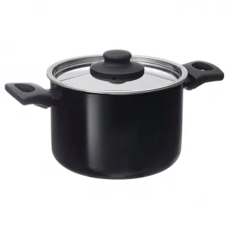 IKEA HEMLAGAD Oala cu capac, strat antiaderent negru, 3 l