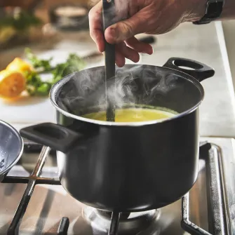 IKEA HEMLAGAD Oala cu capac, strat antiaderent negru, 3 l