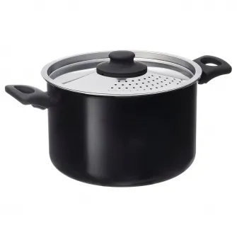 IKEA HEMLAGAD Oala cu capac, strat antiaderent negru, 5 l