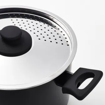 IKEA HEMLAGAD Oala cu capac, strat antiaderent negru, 5 l