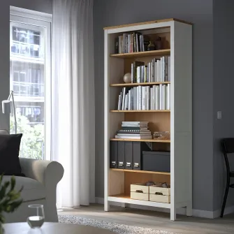 IKEA HEMNES Biblioteca, vopsit alb/maro des, 90x197 cm