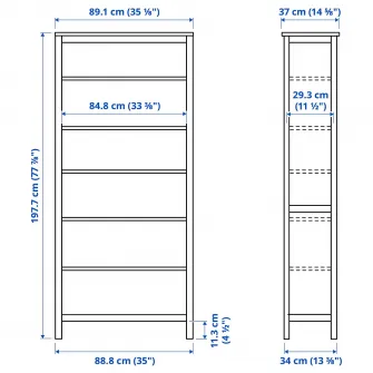 IKEA HEMNES Biblioteca, vopsit alb/maro des, 90x197 cm