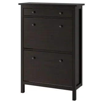 IKEA HEMNES Dulap pantofi cu 2 compartimente, negru-maro, 89x30x127 cm
