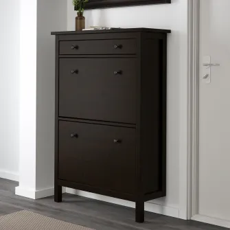 IKEA HEMNES Dulap pantofi cu 2 compartimente, negru-maro, 89x30x127 cm