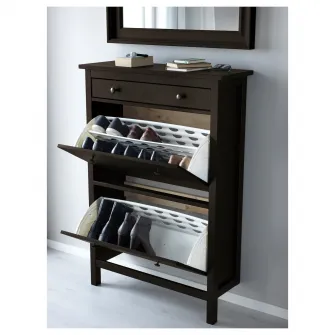 IKEA HEMNES Dulap pantofi cu 2 compartimente, negru-maro, 89x30x127 cm