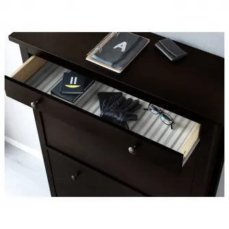 IKEA HEMNES Dulap pantofi cu 2 compartimente, negru-maro, 89x30x127 cm