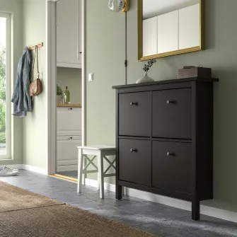 IKEA HEMNES Dulap pantofi cu 4 compartimente, negru-maro, 107x22x101 cm