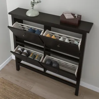 IKEA HEMNES Dulap pantofi cu 4 compartimente, negru-maro, 107x22x101 cm
