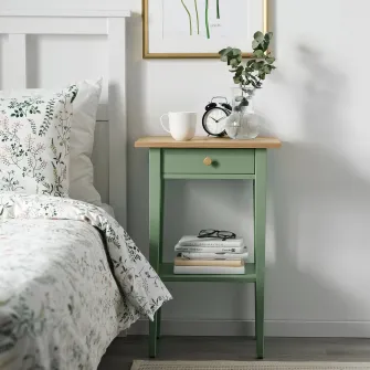 IKEA HEMNES Noptiera, gri-verde/maro deschis vopsit, 46x35 cm
