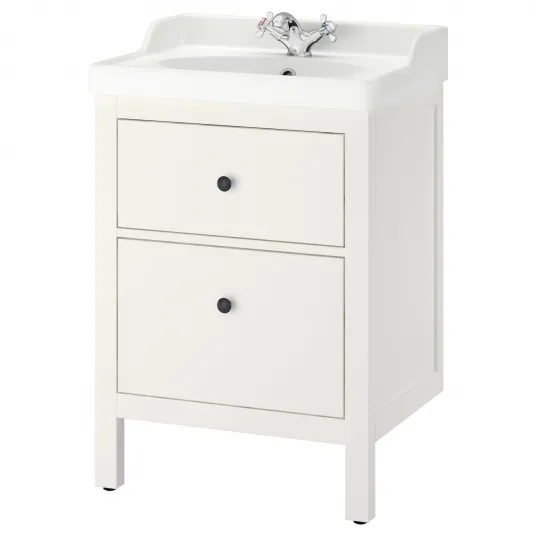 IKEA HEMNES / RUTSJÖN Masca lavoar+sertare/lavoar/baterie, alb, 62x49x95 cm