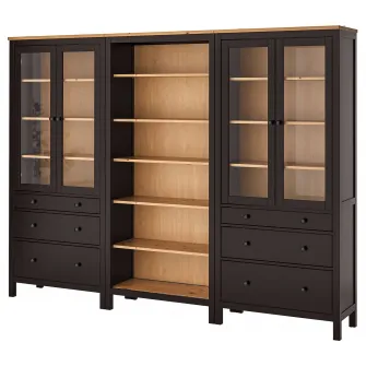 IKEA HEMNES Ansamblu depozitare cu usi/sertare, negru-maro/maro des, 270x197 cm