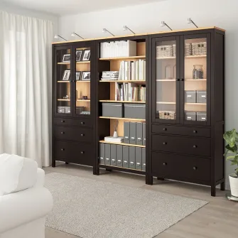 IKEA HEMNES Ansamblu depozitare cu usi/sertare, negru-maro/maro des, 270x197 cm