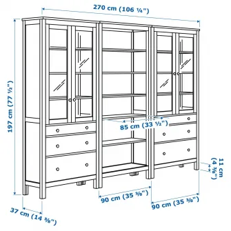 IKEA HEMNES Ansamblu depozitare cu usi/sertare, negru-maro/maro des, 270x197 cm