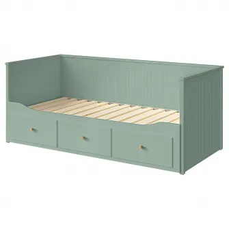IKEA HEMNES Cadru divan cu 3 sertare, gri-verde, 80x200 cm