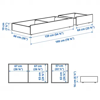 IKEA HEMNES Cutie depozitare pat, 2 bucati, vopsit alb, 200 cm