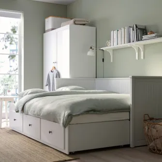 IKEA HEMNES Divan cu 3 sertare/2 saltele, alb/Ågotnes ferma, 80x200 cm