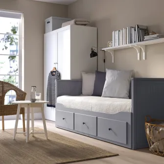 IKEA HEMNES Divan cu 3 sertare/2 saltele, gri/Åfjäll ferma, 80x200 cm