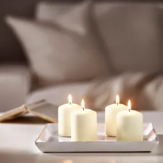 IKEA HEMSJÖ Lumanare bloc neparfumata, natr, 8 cm