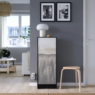 IKEA HÖGBO Usa sticla, negru, 40x97 cm