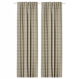 IKEA HÄGGVECKMAL Draperii semiopace, 2buc, bej/rjns, 145x300 cm