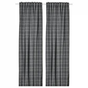 IKEA HÄGGVECKMAL Draperii semiopace, 2buc, gri inchis/rjns, 145x300 cm