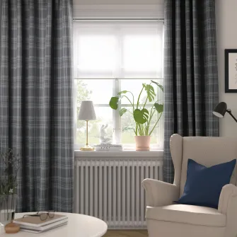 IKEA HÄGGVECKMAL Draperii semiopace, 2buc, gri inchis/rjns, 145x300 cm