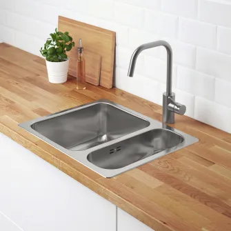 IKEA HILLESJÖN Chiuv incorporata 1 1/2, inox, 58x46 cm