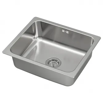 IKEA HILLESJÖN Chiuveta incorporata, 1 cuva, inox, 56x46 cm