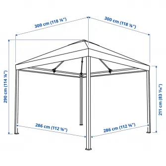IKEA HIMMELSÖ Pavilion, gri inchis/gri-bej, 300x300 cm