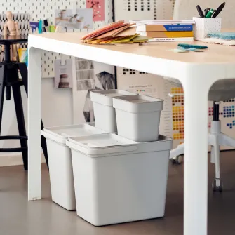 IKEA HÅLLBAR Cos cu capac, gri, 22 l