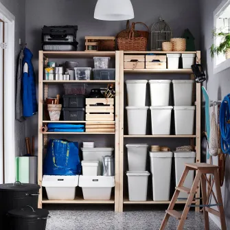 IKEA HÅLLBAR Cos cu capac, gri, 22 l