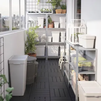 IKEA HÅLLBAR Cos cu capac, gri, 35 l