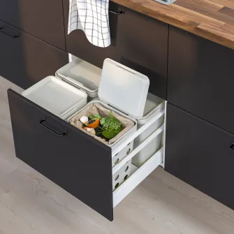 IKEA HÅLLBAR Cos+capac sortare deseuri organice, gri, 10 l